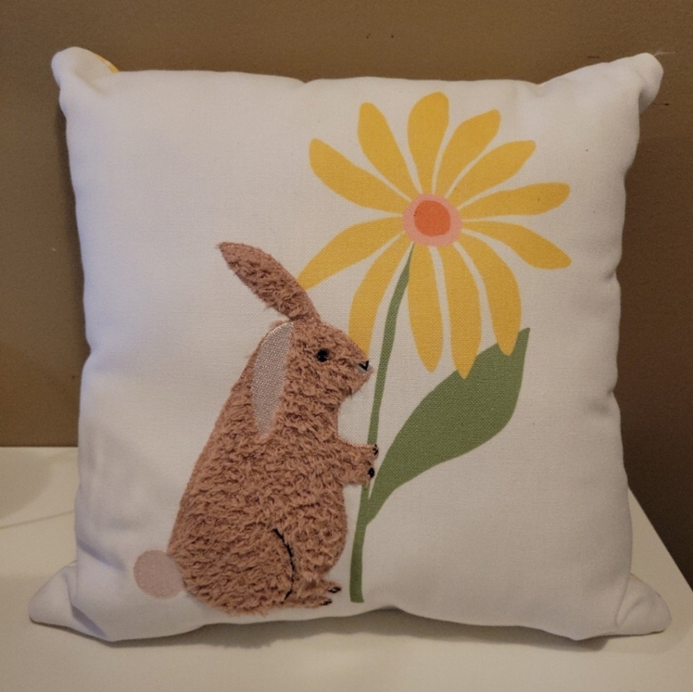 Spring Easter Bunny Decorative Toss Pillow